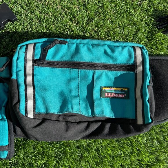 LL Bean Fanny Pack With Bottle‎ Holder - Teal & Black - Adjustable Belt - Picture 6 of 7